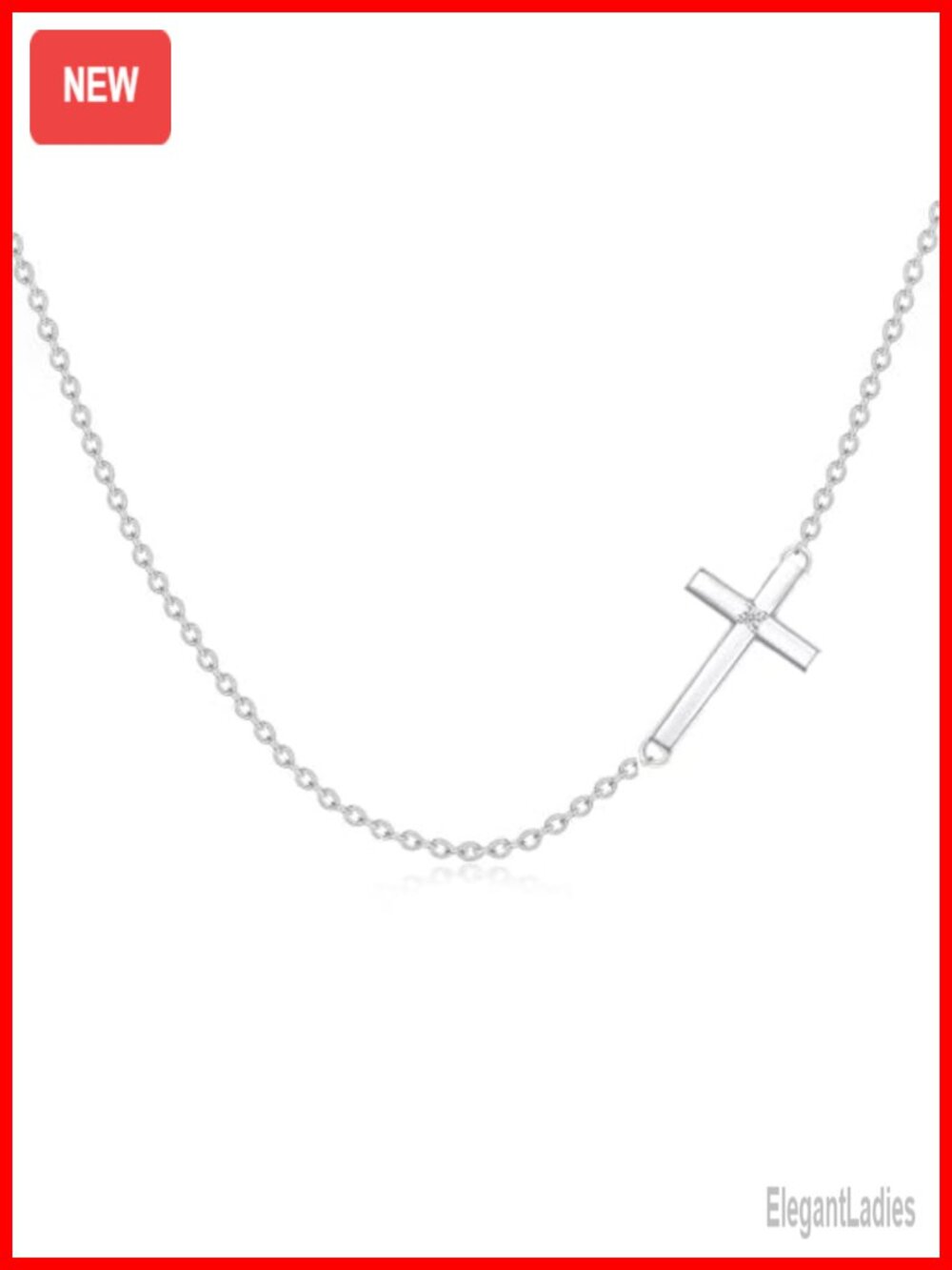 Sterling Silver Diamond Cross Necklace Pendant Religious Gift for Women
